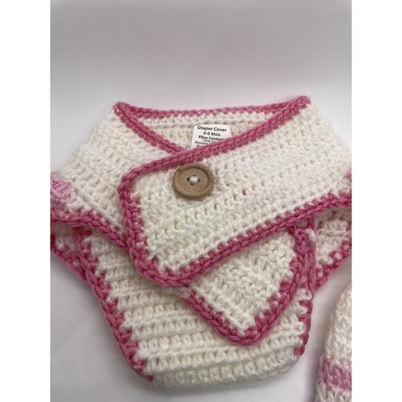 NWT So Dorable Girls Photography Outfit 0-6M Diaper Cover‎ & Hat Hand Crocheted - Picture 3 of 5
